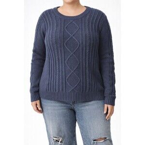 Old Navy Cable Knit Sweater XL Navy Blue Crewneck Pullover Cozy Casual Trendy